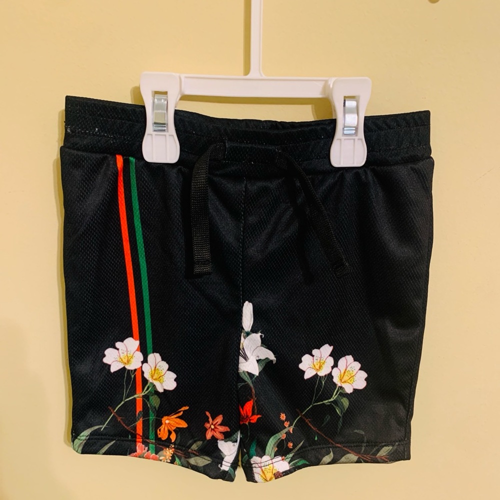River Island Baby Boys Floral Print Elastic Waist Activewear Mesh Shorts